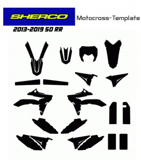 Template pour les motos sherco 50rr de 2013 à 2019. en format illustrator vecteur eps.