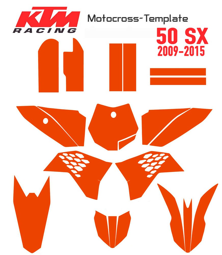Motocross vecteur template KTM 50 SX de 2009 à 2015 sur mototemplate.com