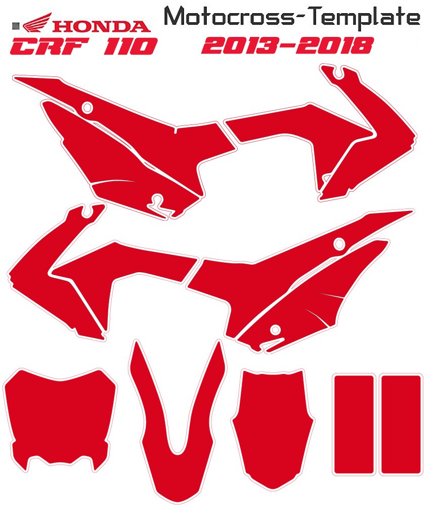CRF 110 2013-2014-2015-2016-2017-2018 vecteur template motocross sur mototemplate.com