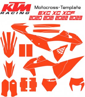 KTM EXC XC XCF 2020 2021 2022 2023 VECTEUR TEMPLATE MOTOCROSS sur le site web mototemplate.com