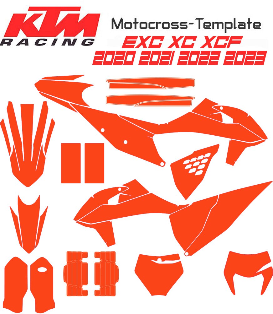 KTM EXC XC XCF 2020 2021 2022 2023 VECTEUR TEMPLATE MOTOCROSS sur le site web mototemplate.com