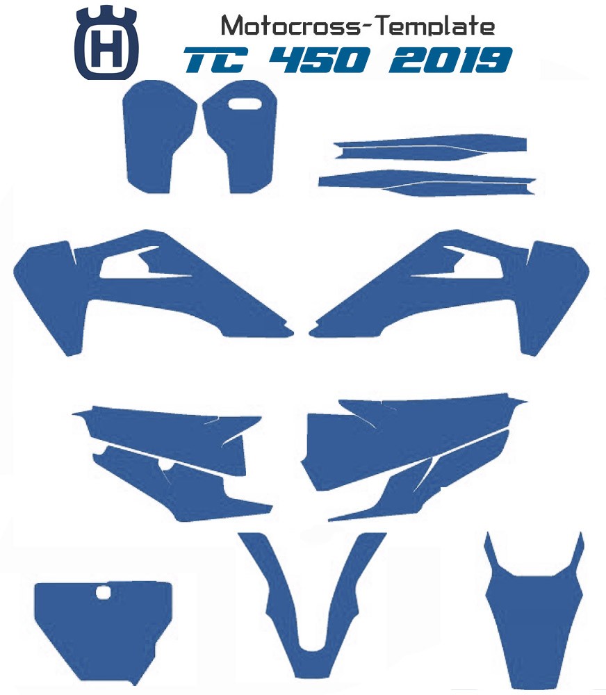 mototemplate.com propose des vecteurs motocross templates pour motos husqvarna 450 TC de 2019